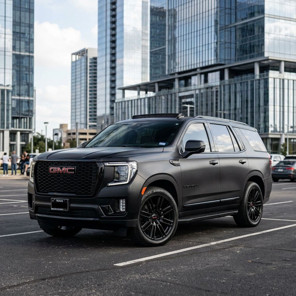 GMC Yukon with Matte Black paint job - AI generated preview