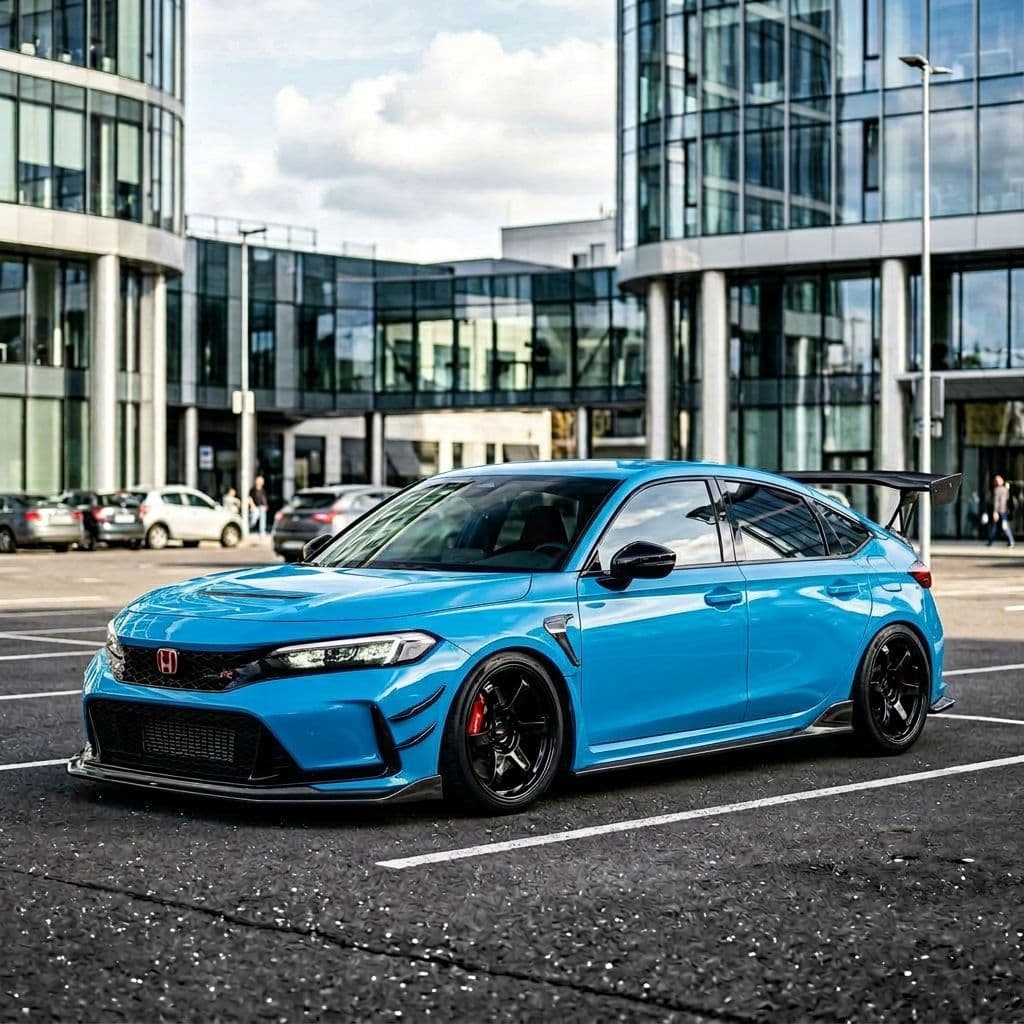 Honda Civic Type R with Miami Blue paint job - AI generated preview