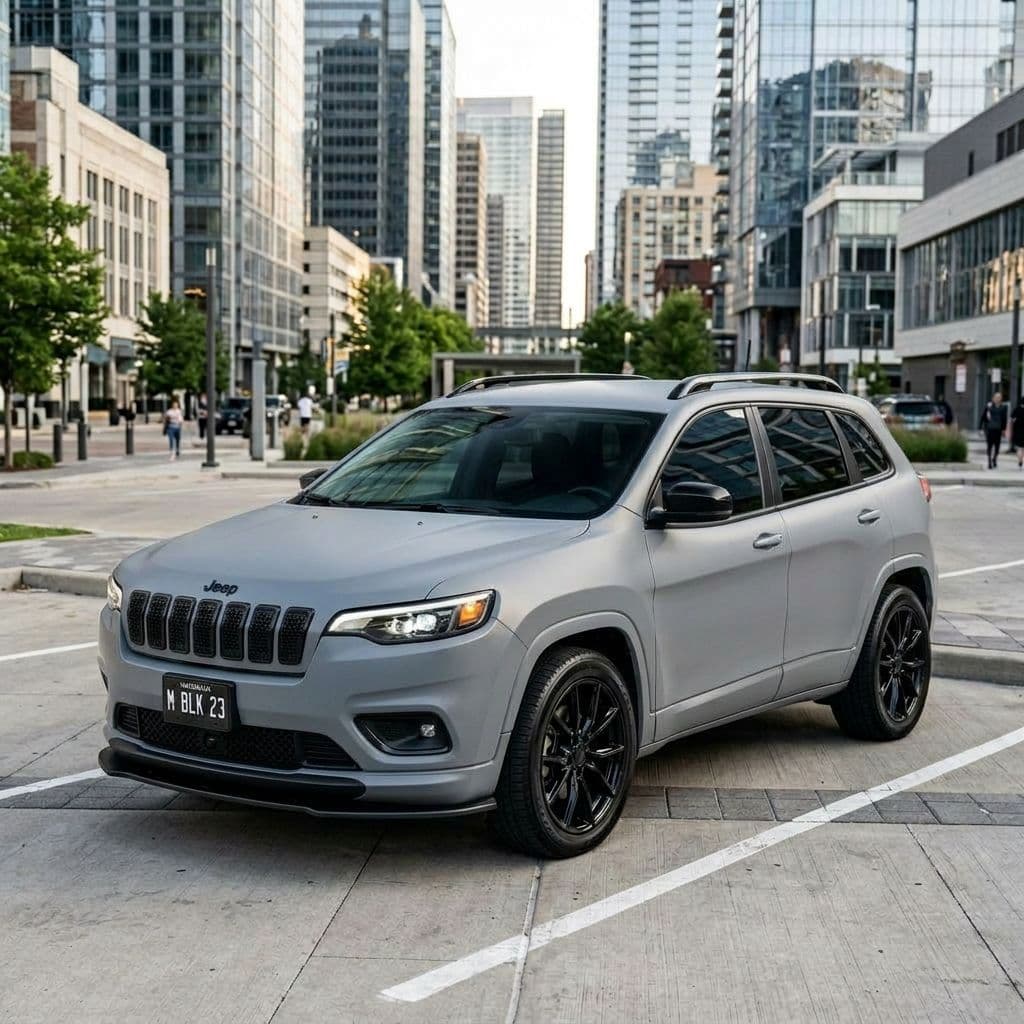 Jeep Cherokee with Nardo Grey paint job - AI generated preview