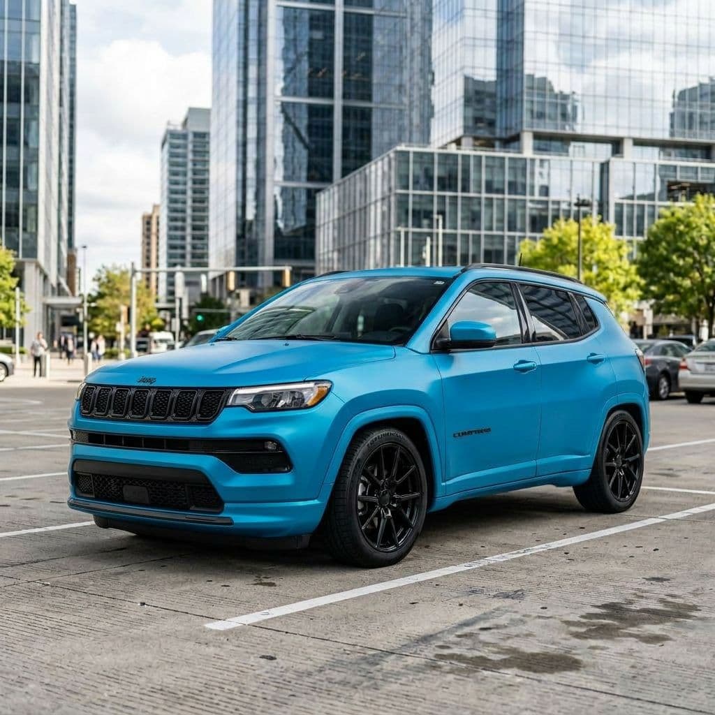 Jeep Compass with Miami Blue paint job - AI generated preview