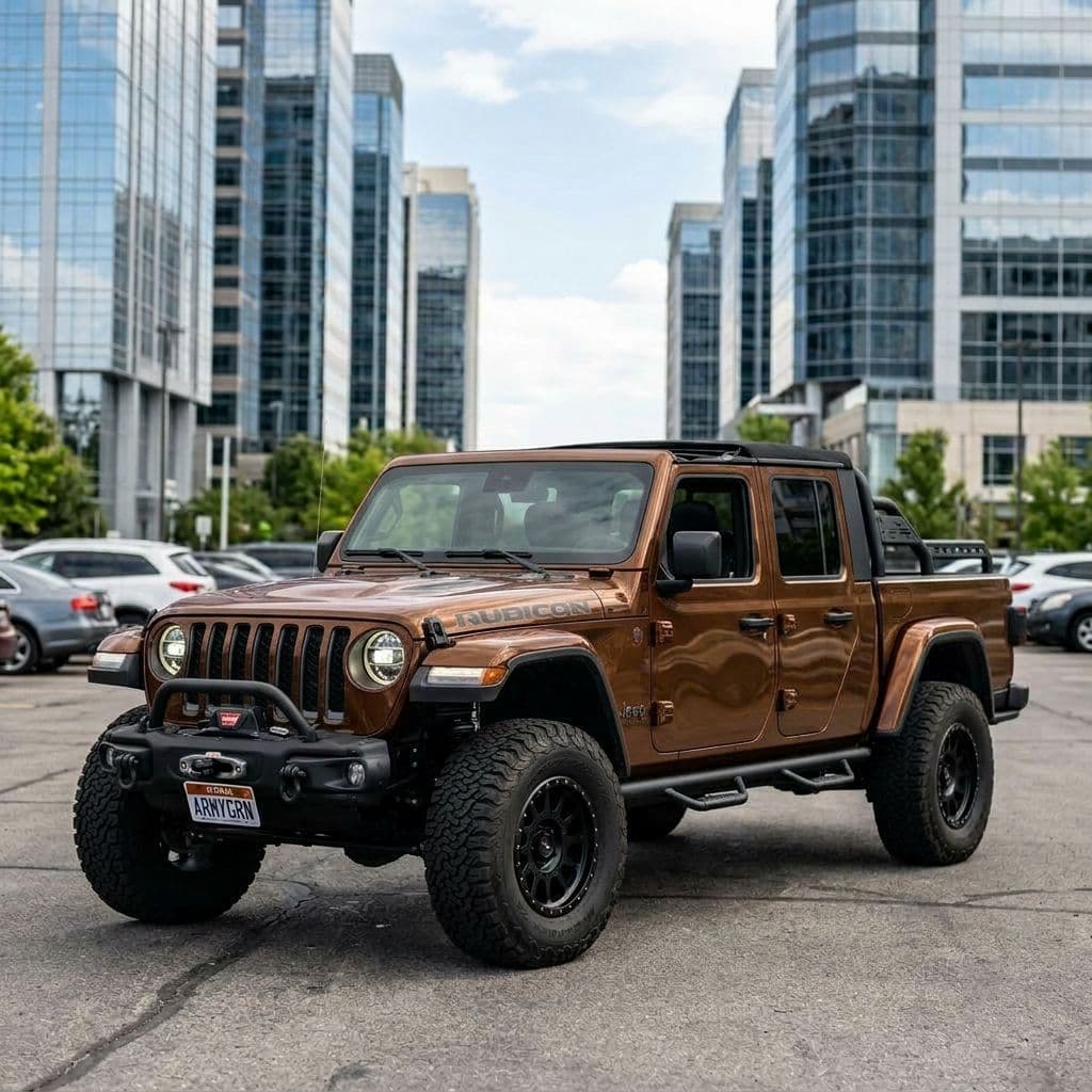 Jeep Gladiator with Bronze paint job - AI generated preview