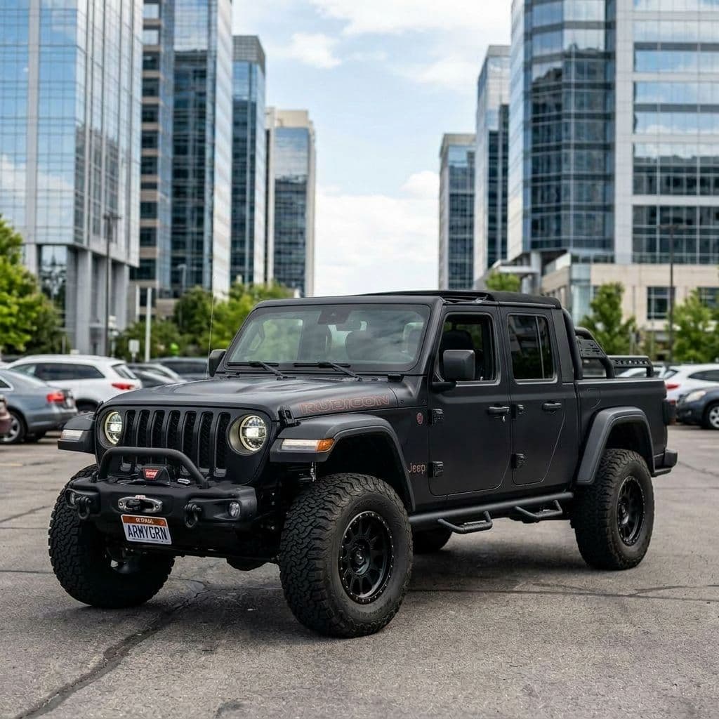 Jeep Gladiator with Matte Black paint job - AI generated preview