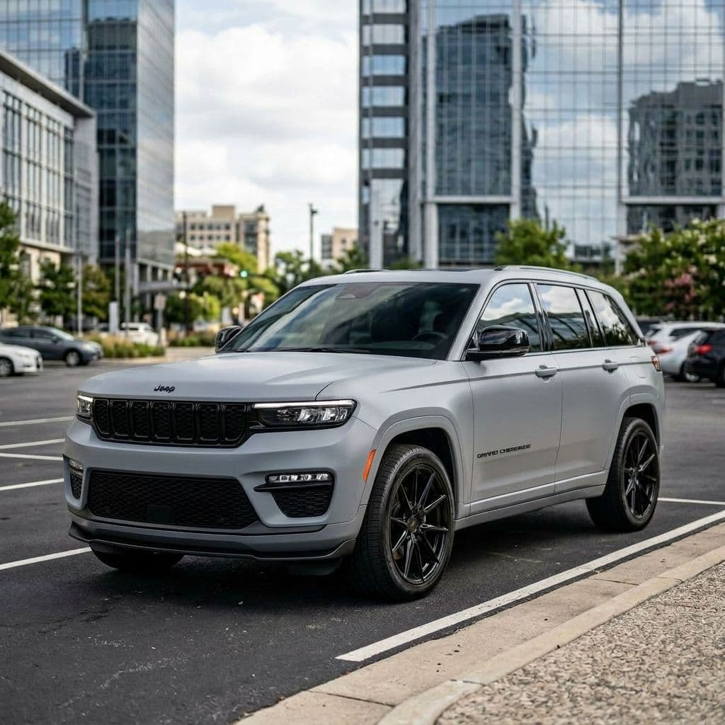 Jeep Grand Cherokee with Nardo Grey paint job - AI generated preview