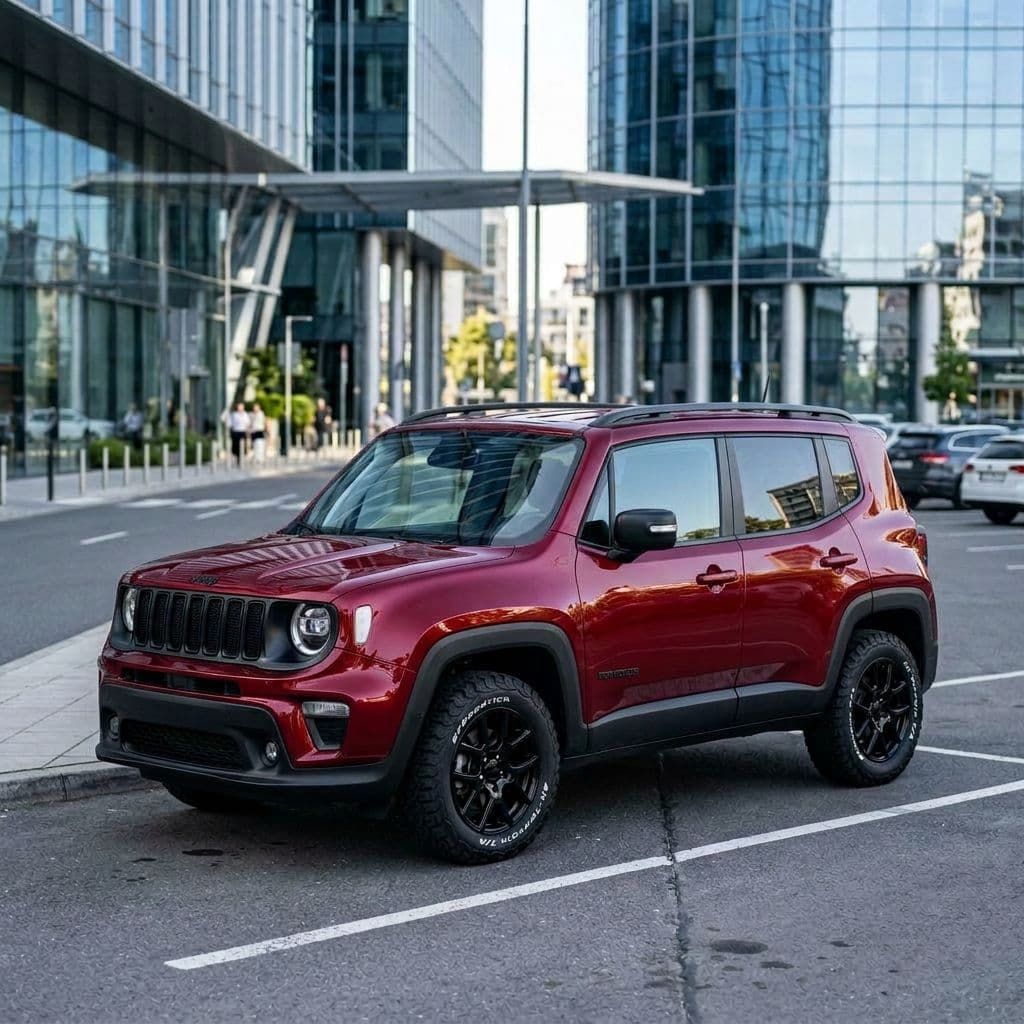 Jeep Renegade with Candy Red paint job - AI generated preview
