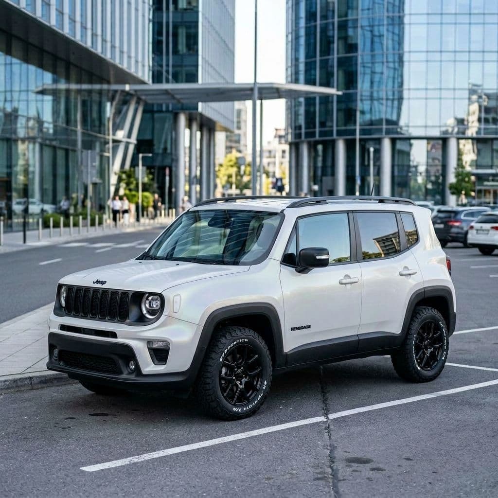 Jeep Renegade with Pearl White paint job - AI generated preview