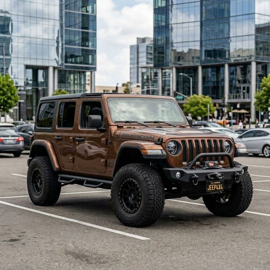 Jeep Wrangler with Bronze paint job - AI generated preview