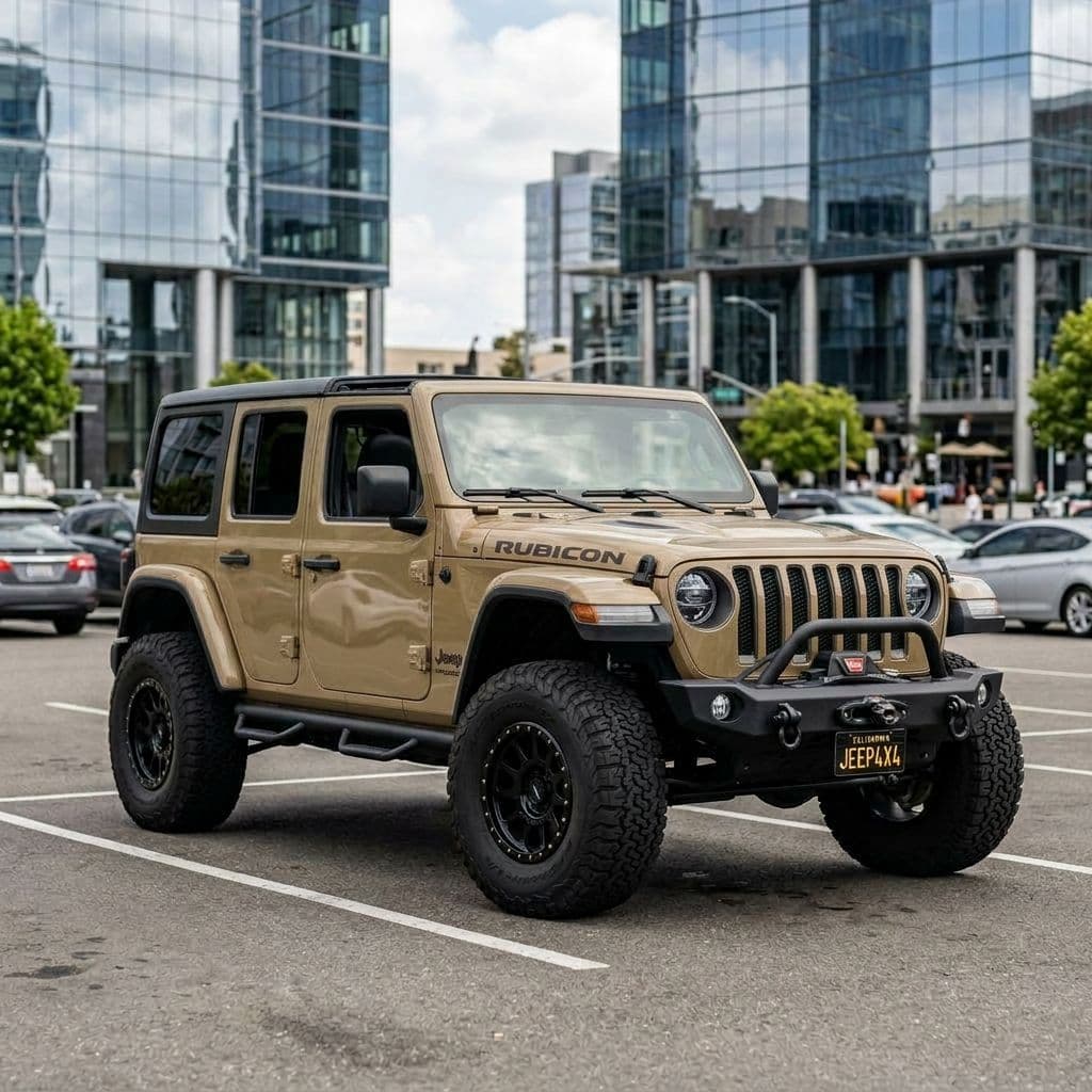 Jeep Wrangler with Sand paint job - AI generated preview