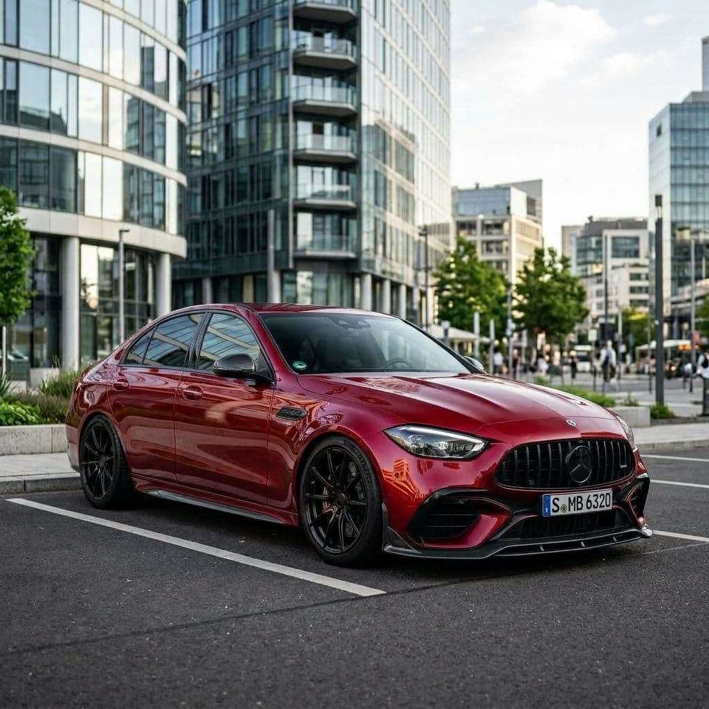 Mercedes-Benz AMG C 63 S with Candy Red paint job - AI generated preview