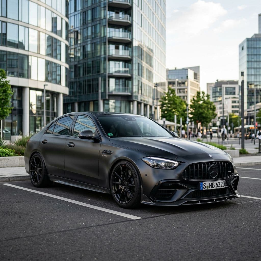 Mercedes-Benz AMG C 63 S with Matte Black paint job - AI generated preview