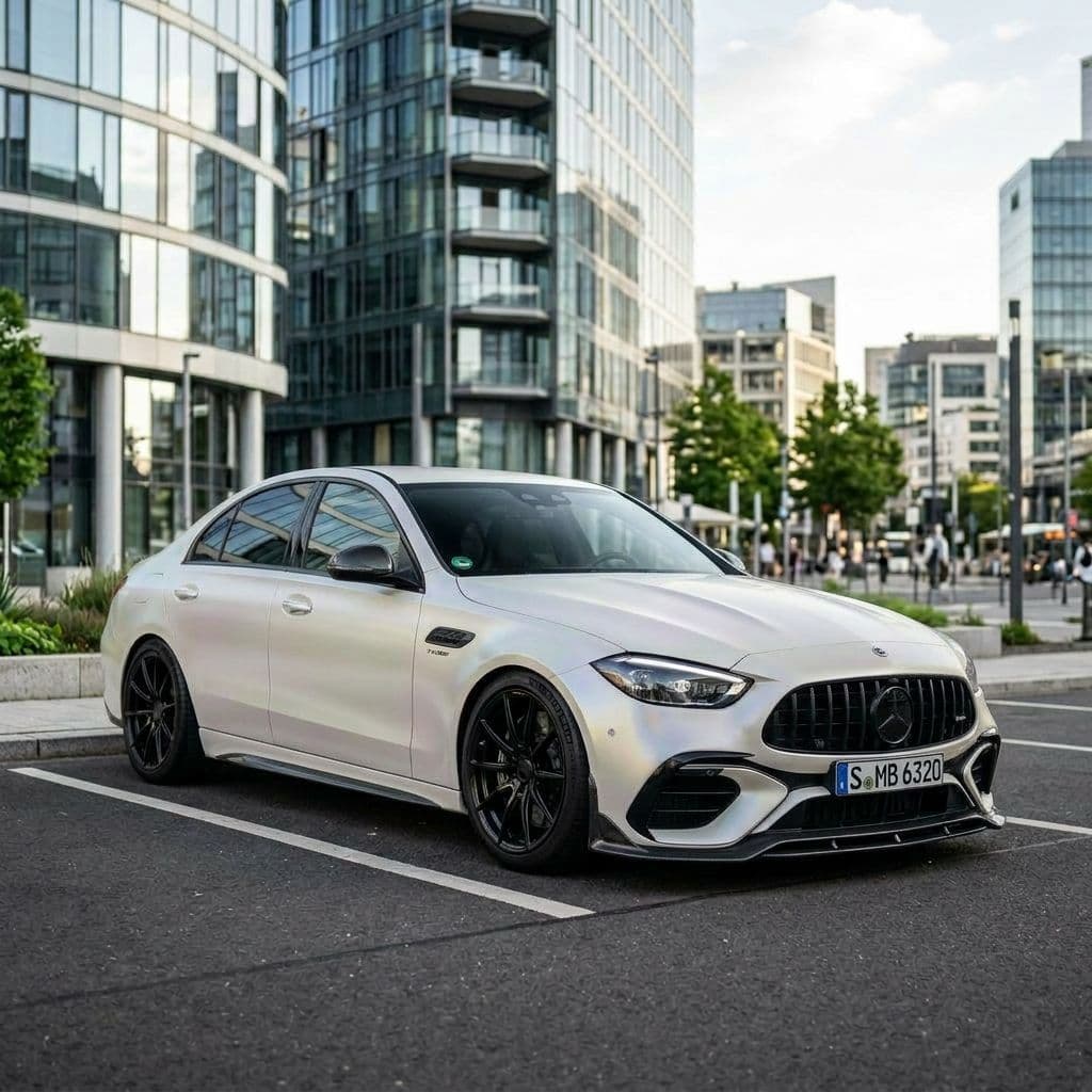 Mercedes-Benz AMG C 63 S with Pearl White paint job - AI generated preview