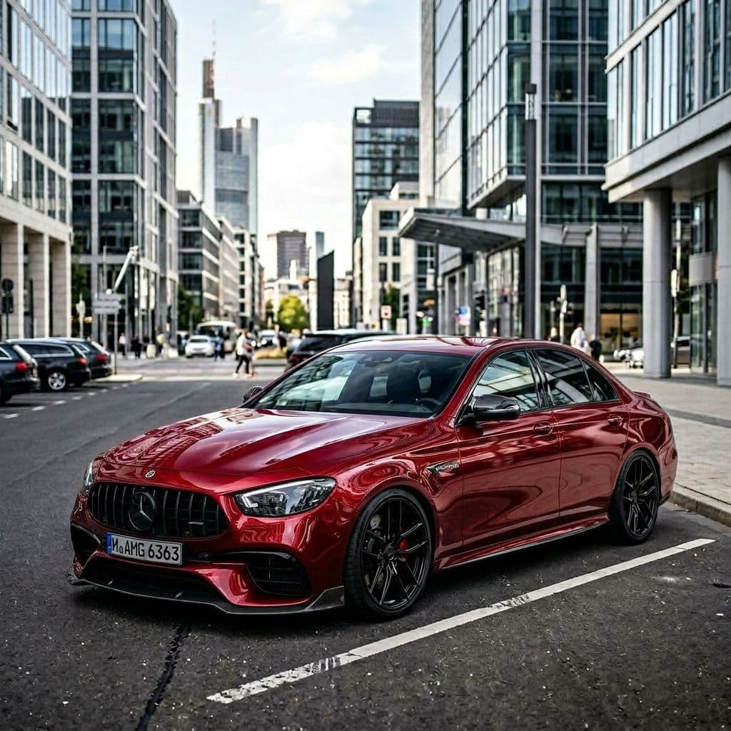 Mercedes-Benz AMG E 63 S with Candy Red paint job - AI generated preview