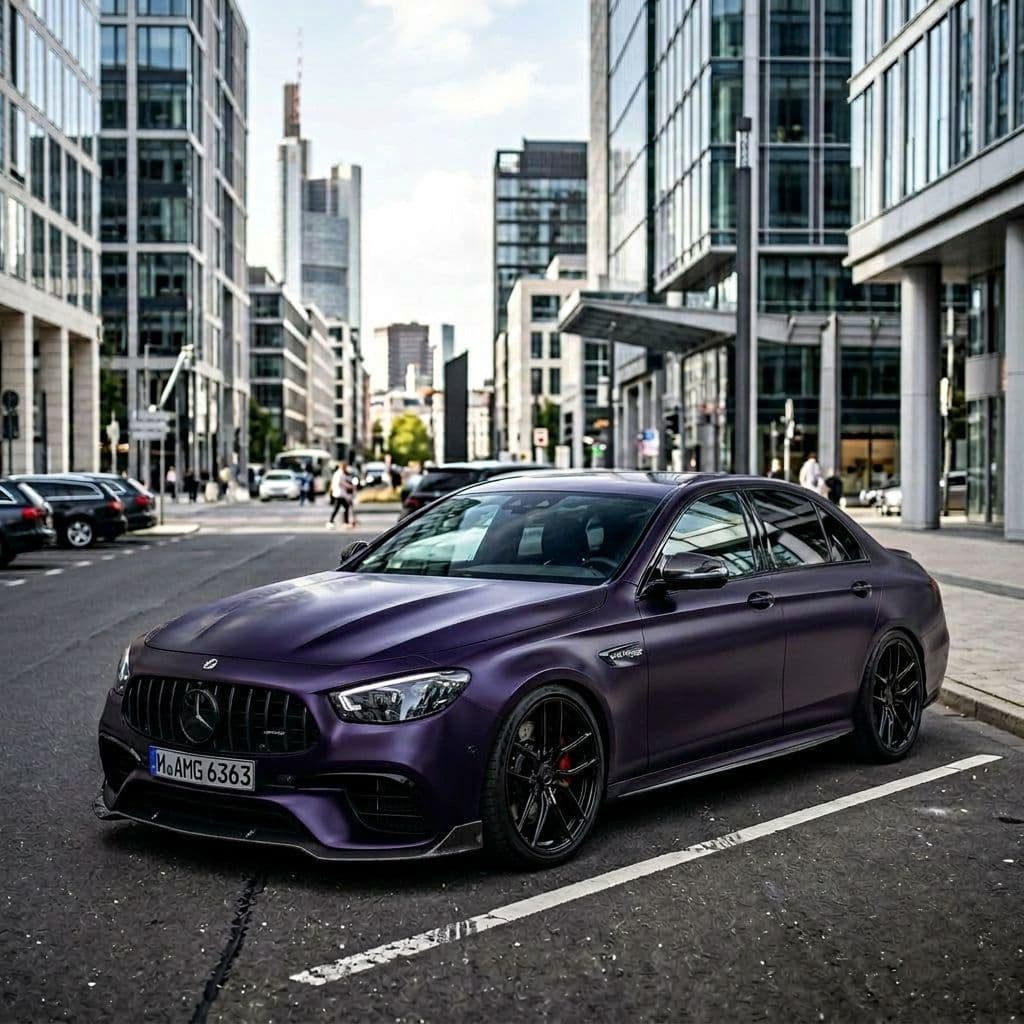 Mercedes-Benz AMG E 63 S with Midnight Purple paint job - AI generated preview