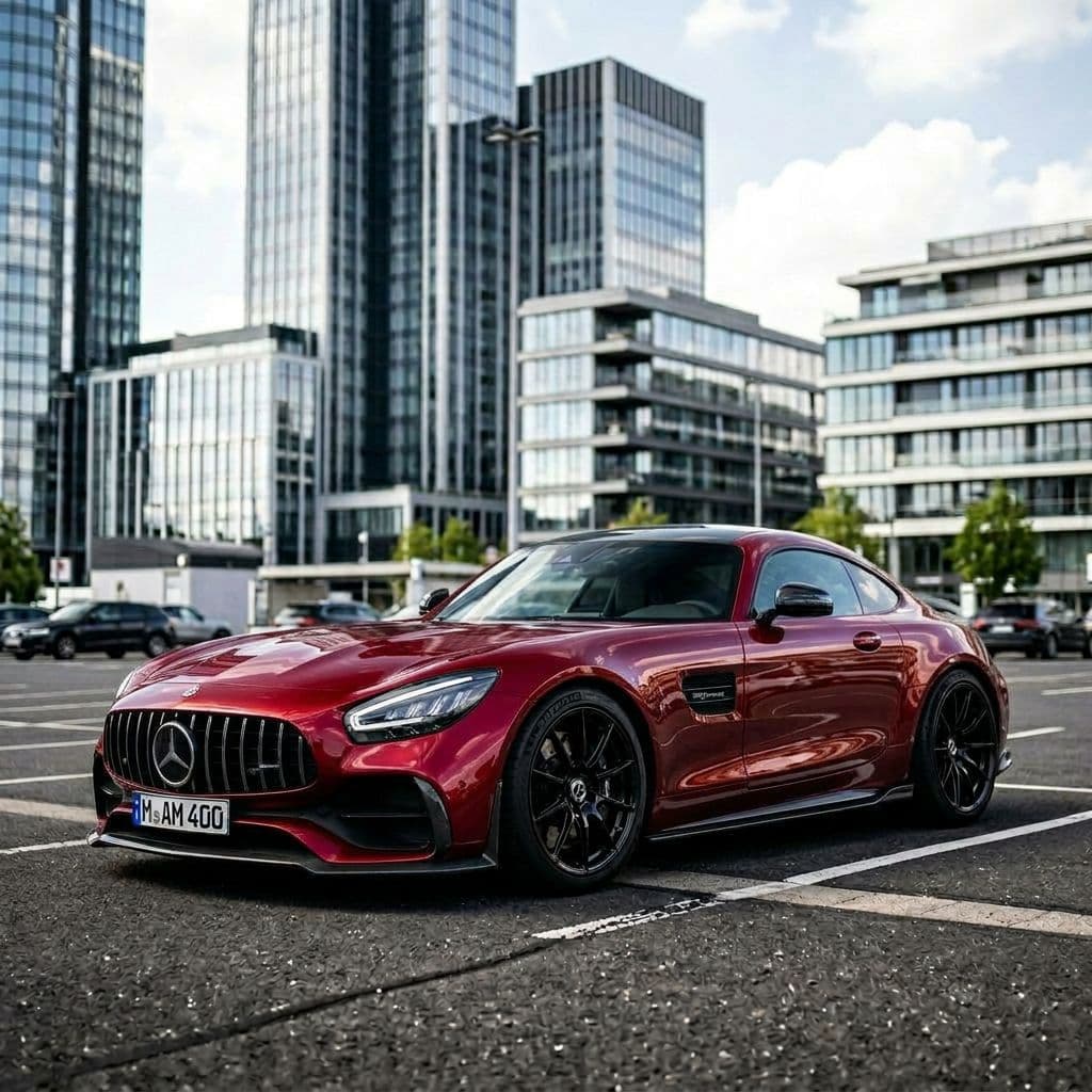 Mercedes-Benz AMG GT with Candy Red paint job - AI generated preview