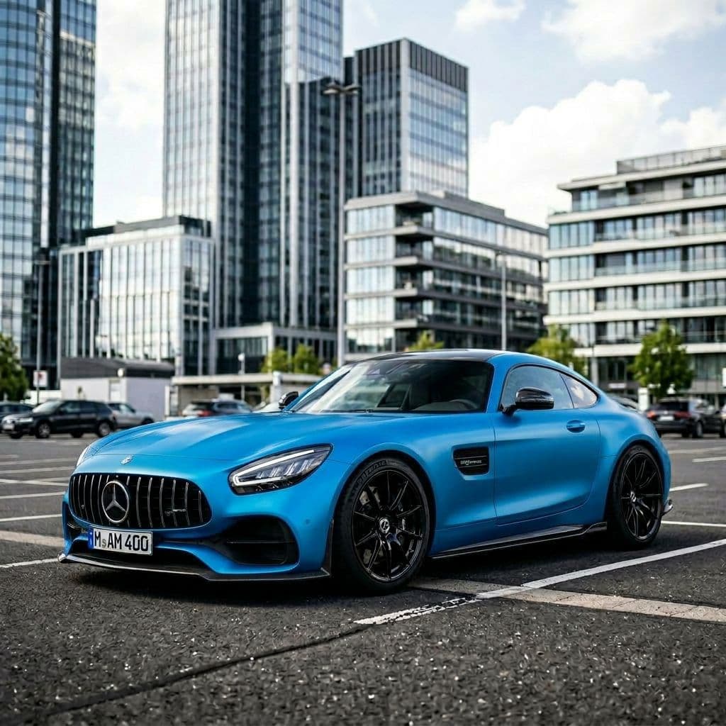 Mercedes-Benz AMG GT with Miami Blue paint job - AI generated preview