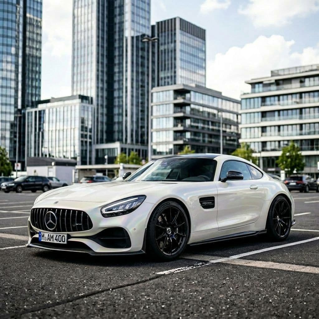 Mercedes-Benz AMG GT with Pearl White paint job - AI generated preview