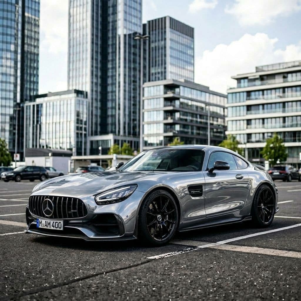 Mercedes-Benz AMG GT with Silver paint job - AI generated preview