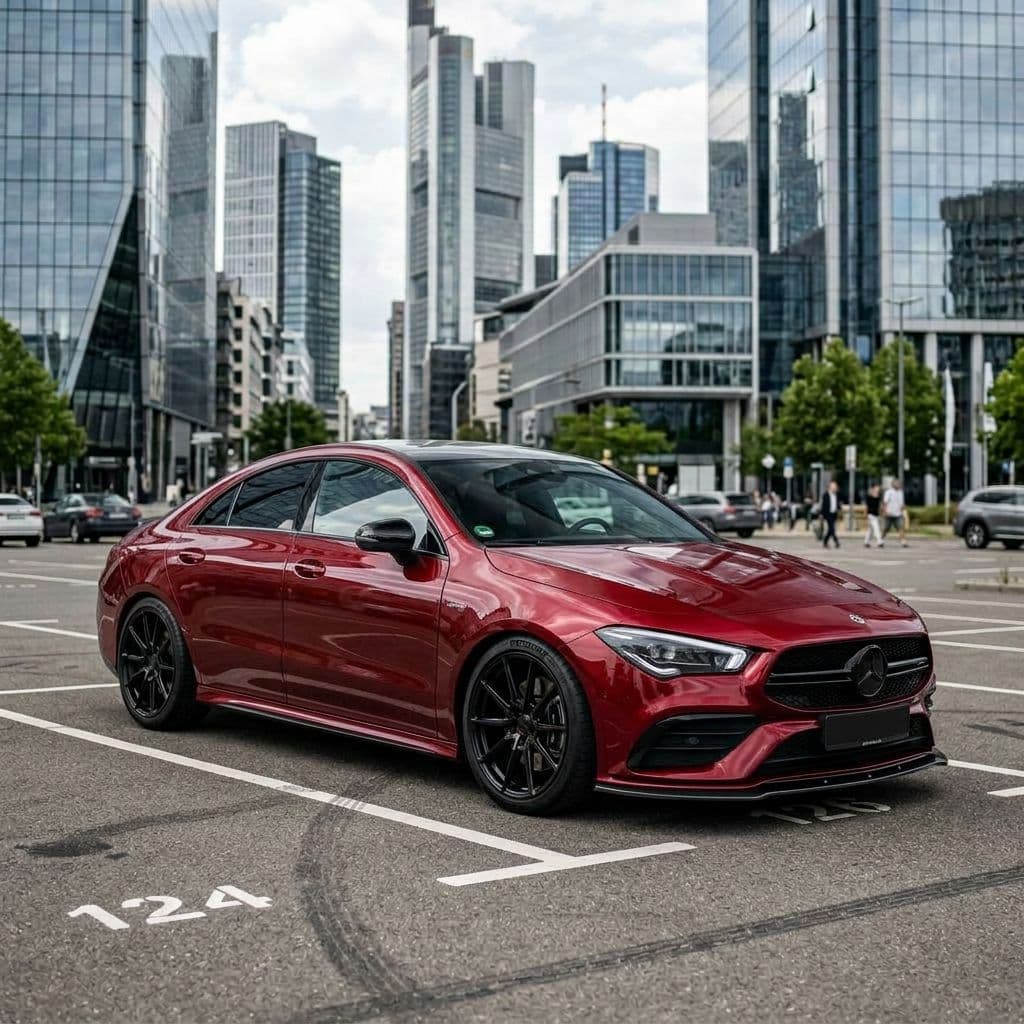 Mercedes-Benz CLA with Candy Red paint job - AI generated preview