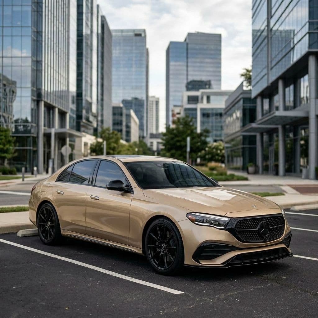 Mercedes-Benz E-Class with Champagne paint job - AI generated preview