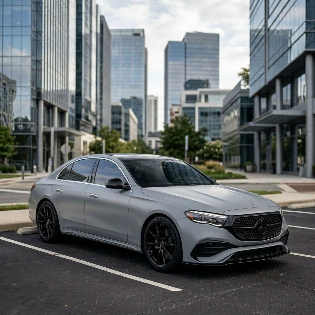 Mercedes-Benz E-Class with Nardo Grey paint job - AI generated preview