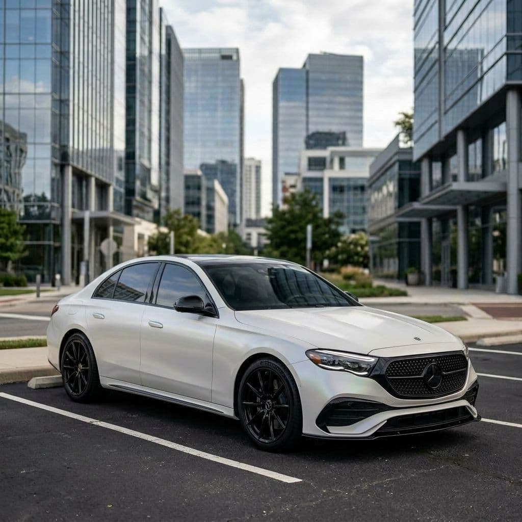 Mercedes-Benz E-Class with Pearl White paint job - AI generated preview
