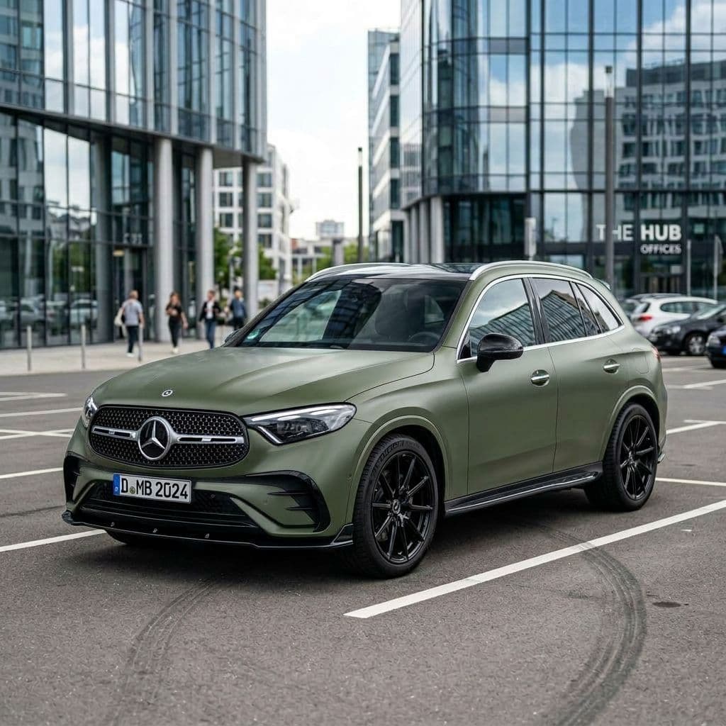 Mercedes-Benz GLC with Army Green paint job - AI generated preview