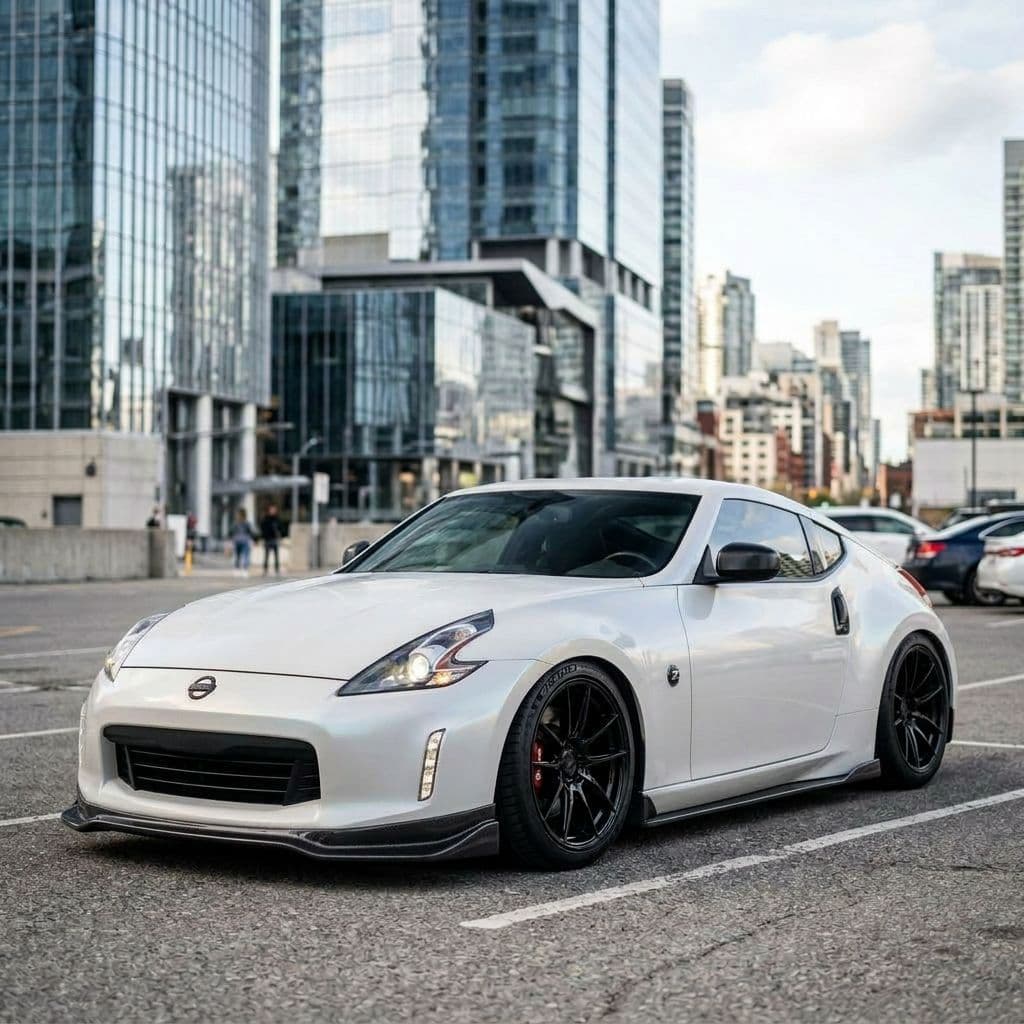 Nissan 370Z with Pearl White paint job - AI generated preview