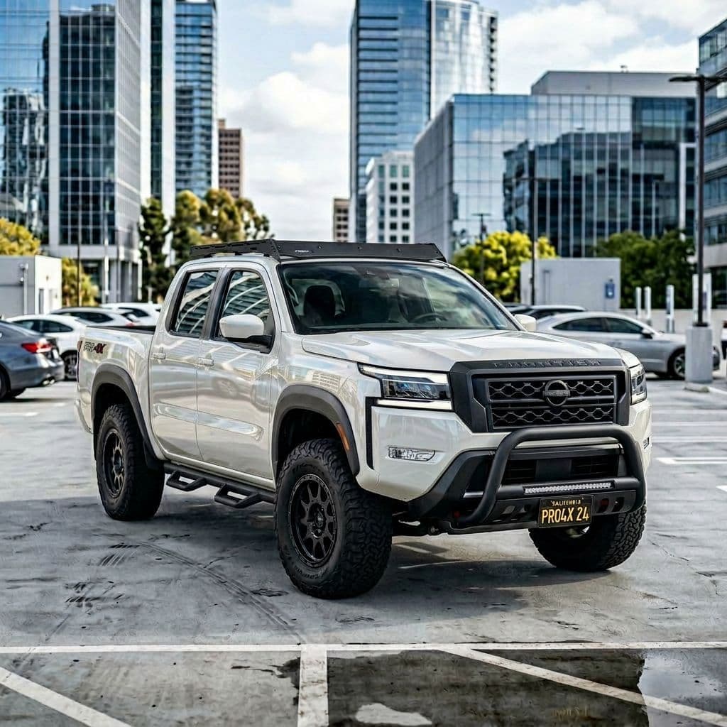 Nissan Frontier with Pearl White paint job - AI generated preview