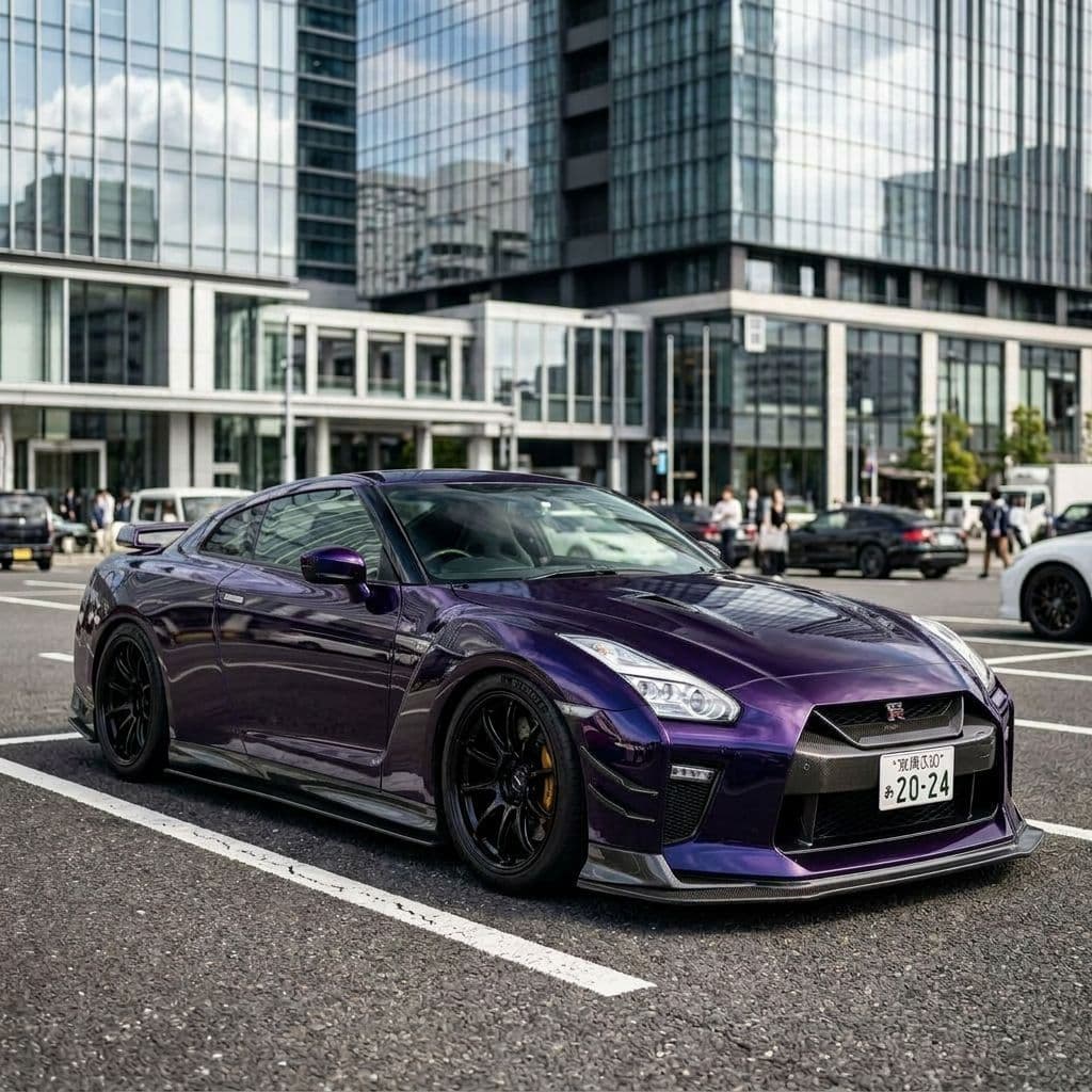 Nissan GT-R with Midnight Purple paint job - AI generated preview