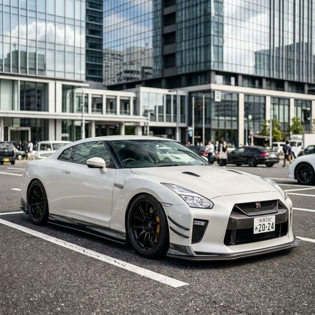 Nissan GT-R with Pearl White paint job - AI generated preview