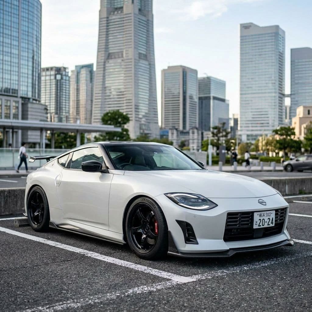 Nissan Z with Pearl White paint job - AI generated preview