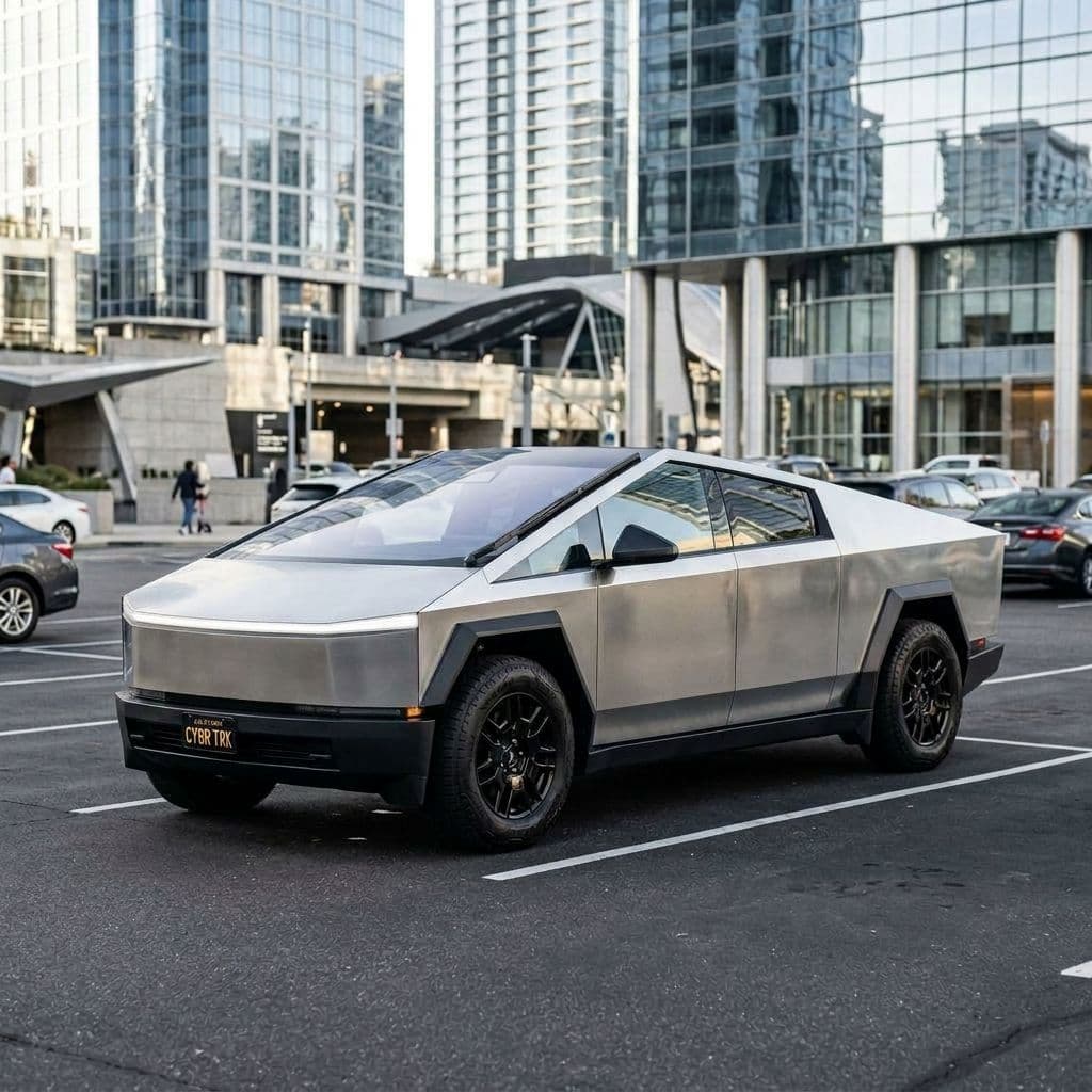 Tesla Cybertruck with Silver paint job - AI generated preview