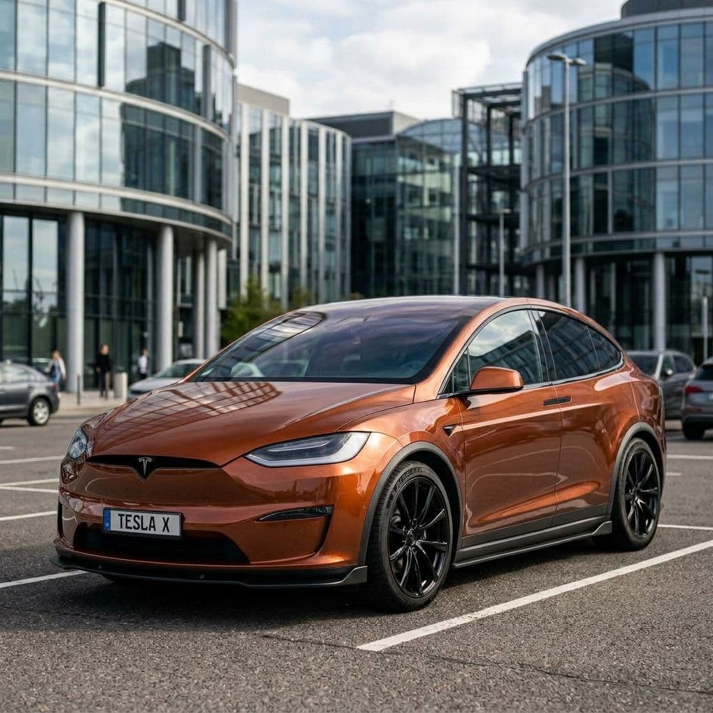 Tesla Model X with Copper paint job - AI generated preview