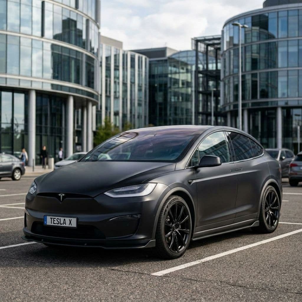 Tesla Model X with Matte Black paint job - AI generated preview