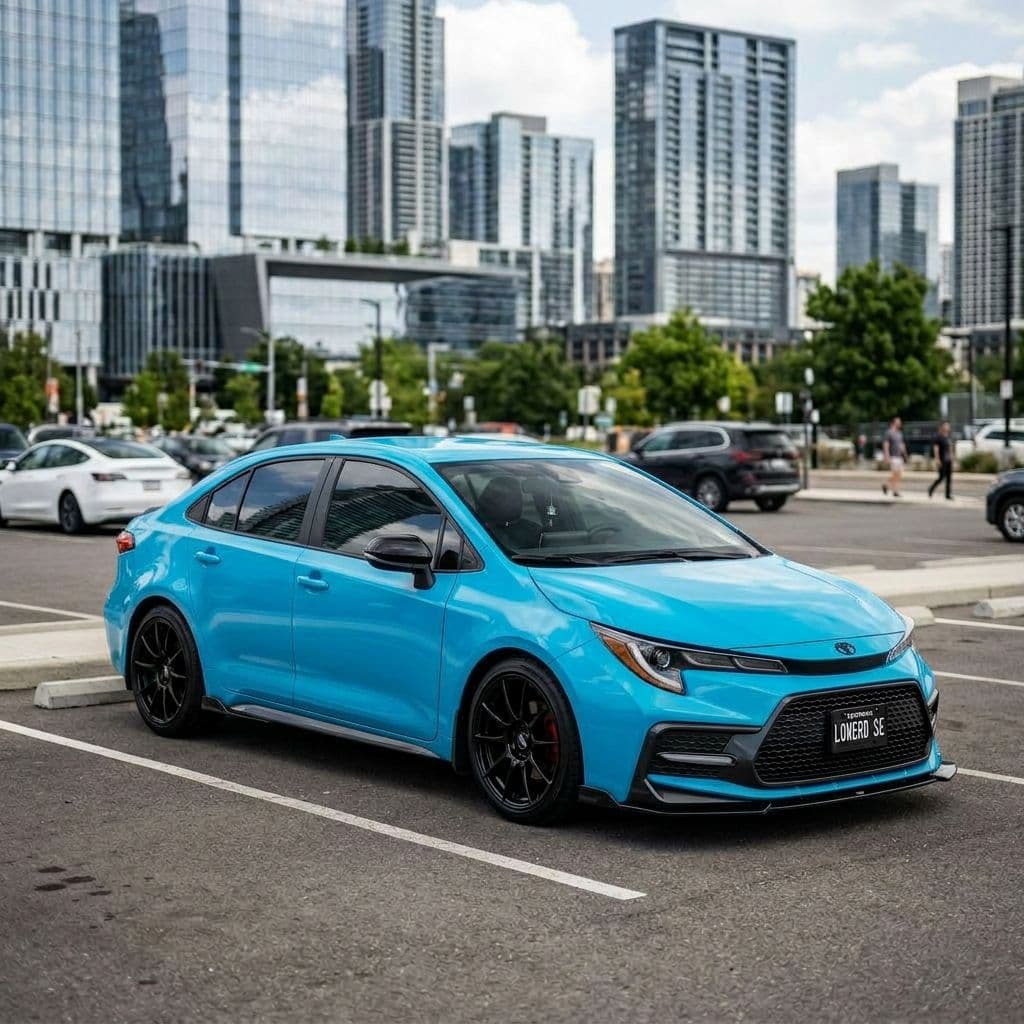 Toyota Corolla with Miami Blue paint job - AI generated preview