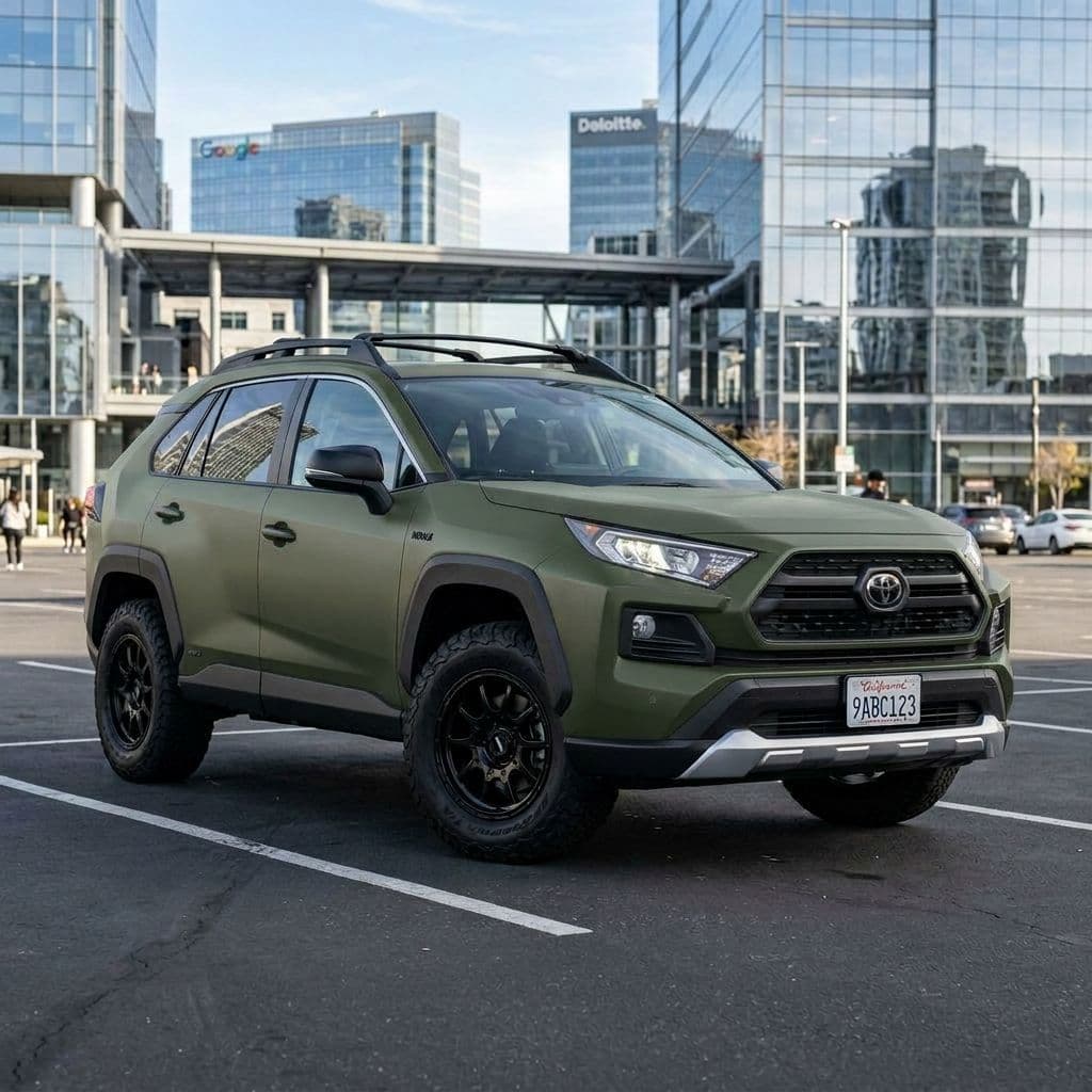 Toyota RAV4 with Army Green paint job - AI generated preview