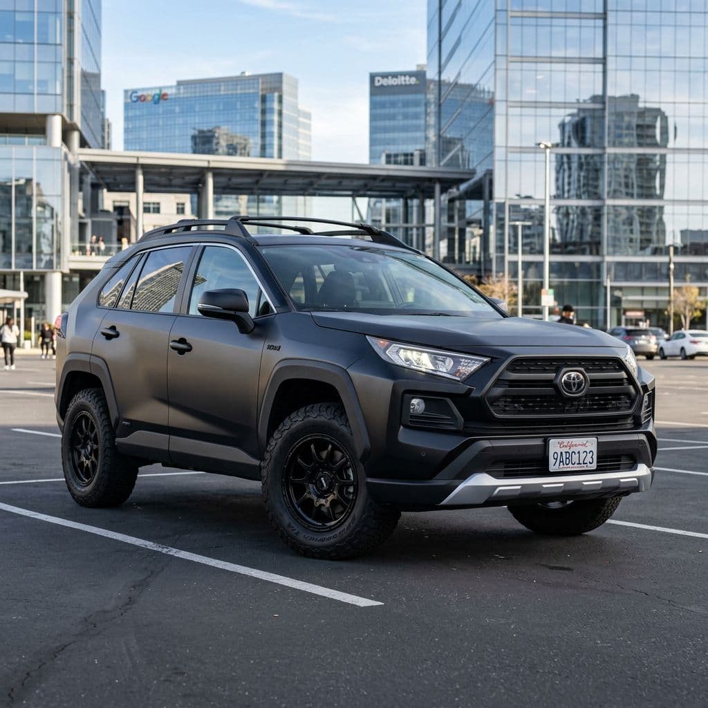 Toyota RAV4 with Matte Black paint job - AI generated preview