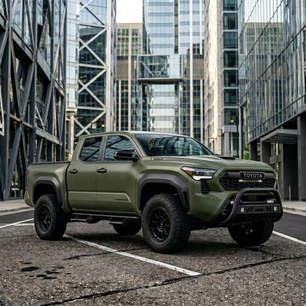 Toyota Tacoma with Army Green paint job - AI generated preview