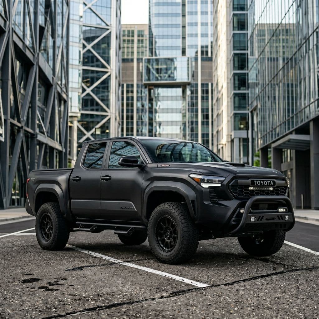 Toyota Tacoma with Matte Black paint job - AI generated preview