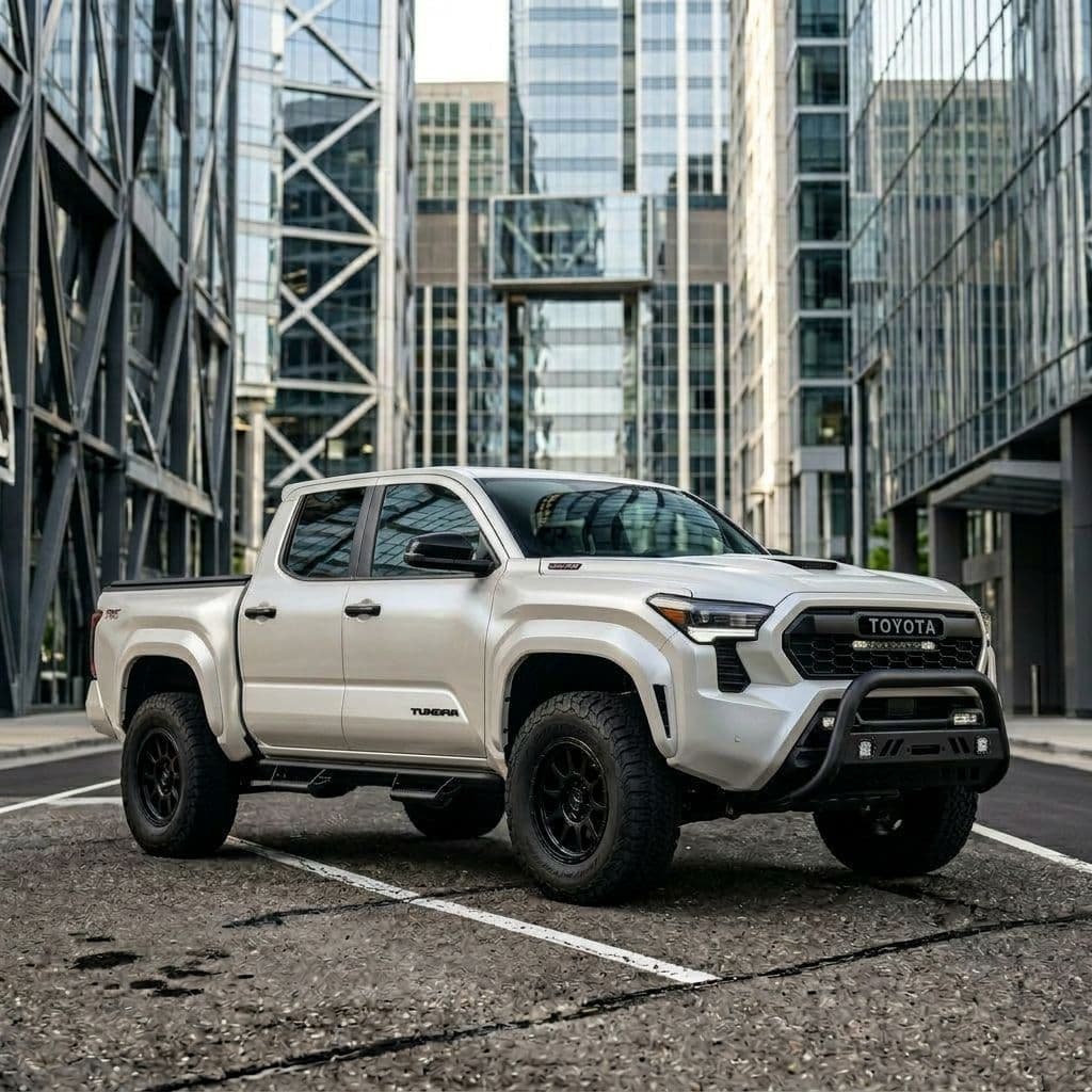 Toyota Tacoma with Pearl White paint job - AI generated preview