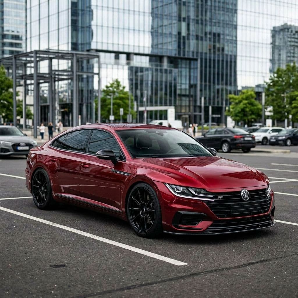 Volkswagen Arteon with Candy Red paint job - AI generated preview