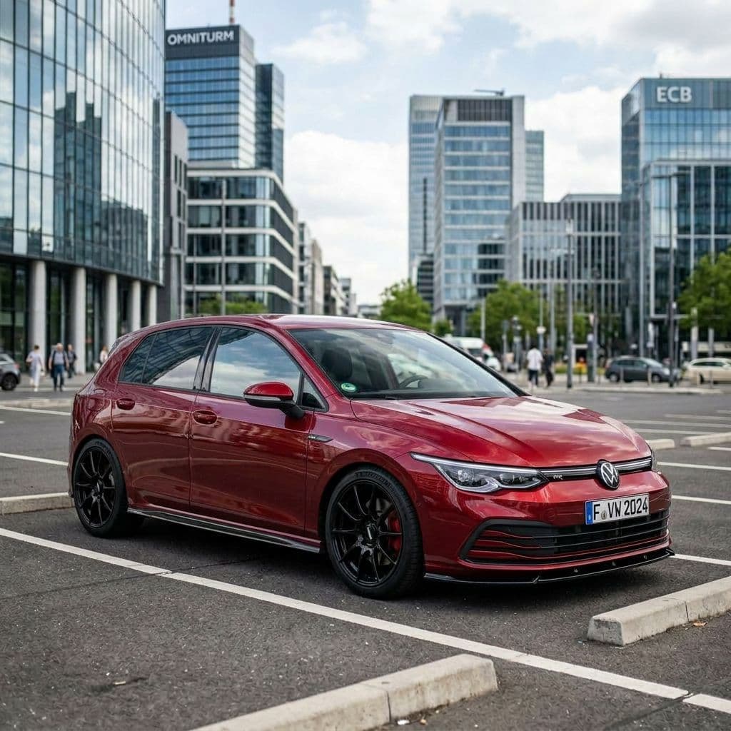 Volkswagen Golf with Candy Red paint job - AI generated preview