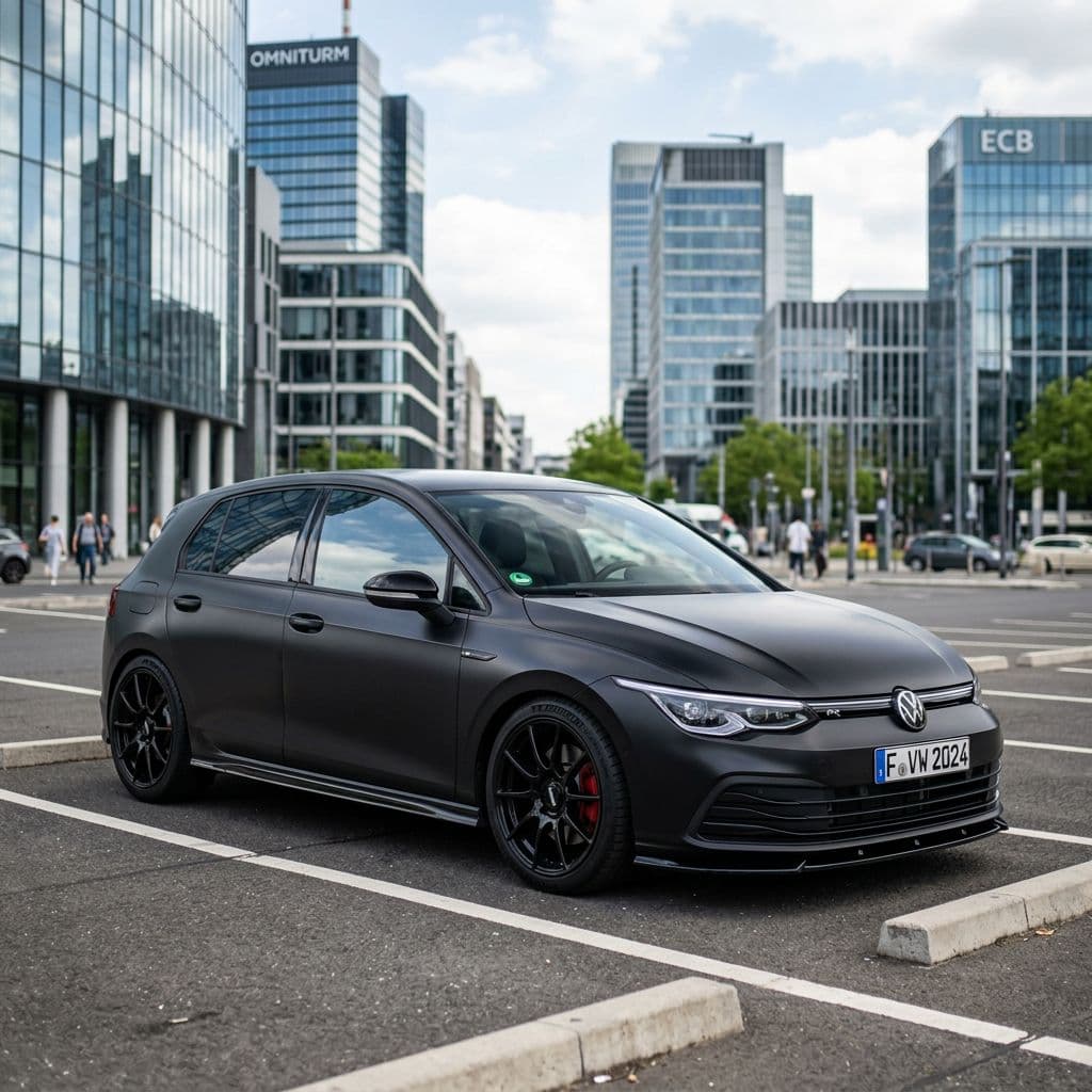 Volkswagen Golf with Matte Black paint job - AI generated preview