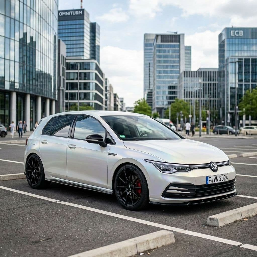 Volkswagen Golf with Pearl White paint job - AI generated preview