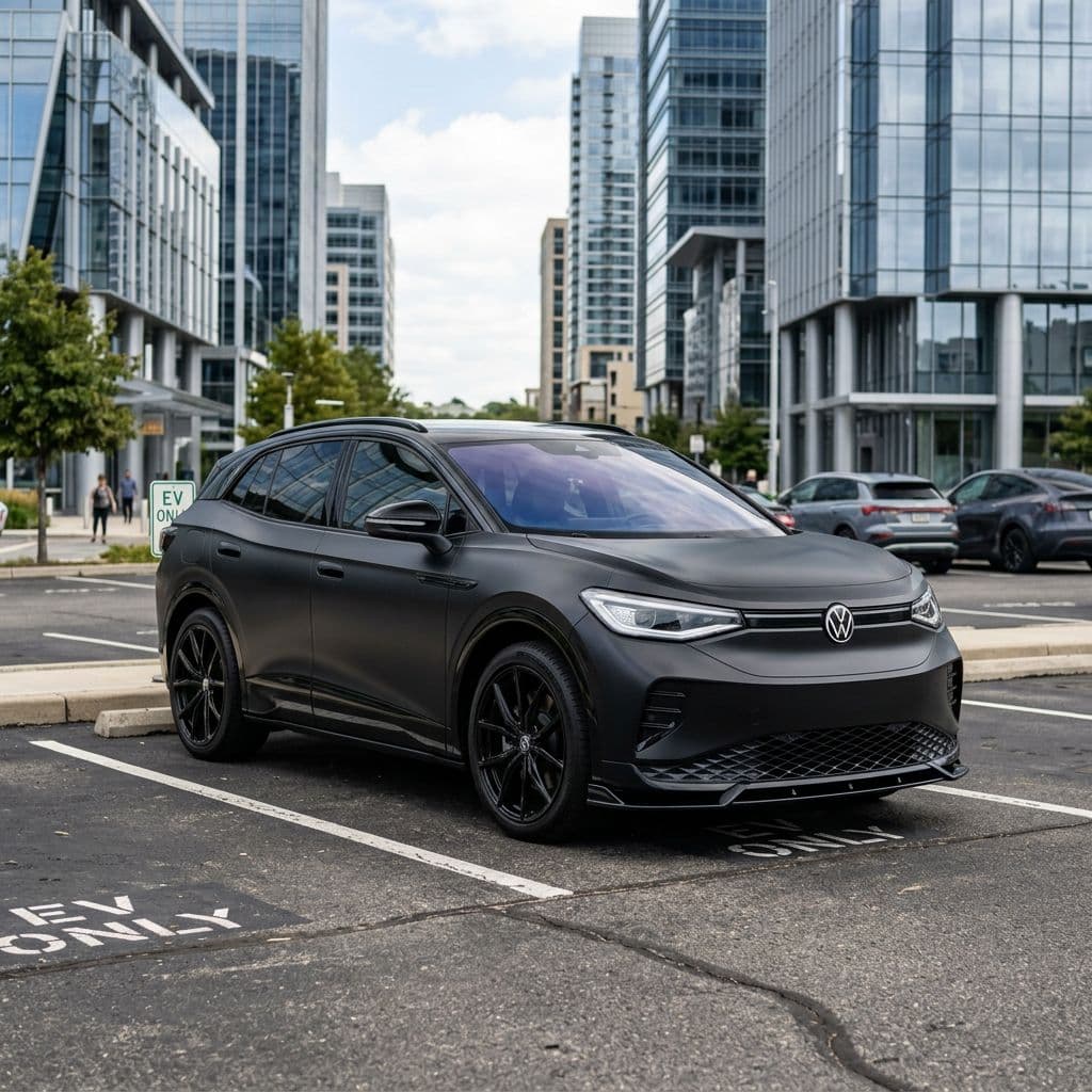 Volkswagen ID.4 with Matte Black paint job - AI generated preview