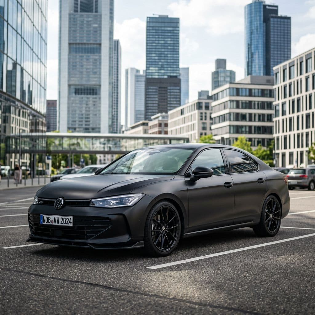 Volkswagen Passat with Matte Black paint job - AI generated preview