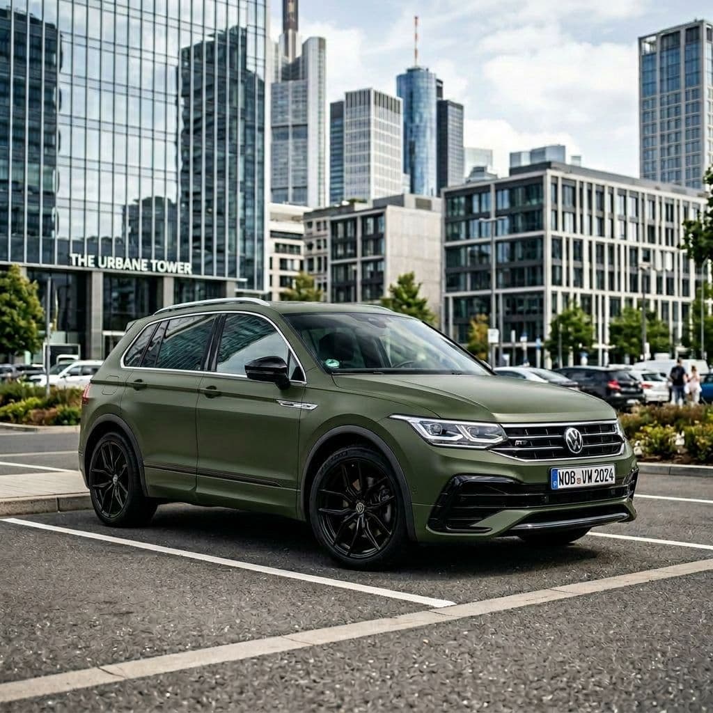 Volkswagen Tiguan with Army Green paint job - AI generated preview
