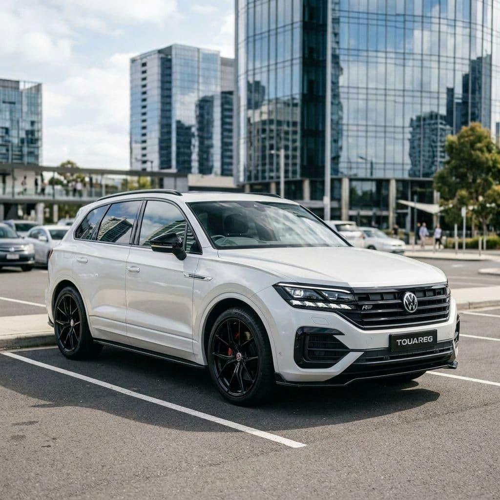 Volkswagen Touareg with Pearl White paint job - AI generated preview