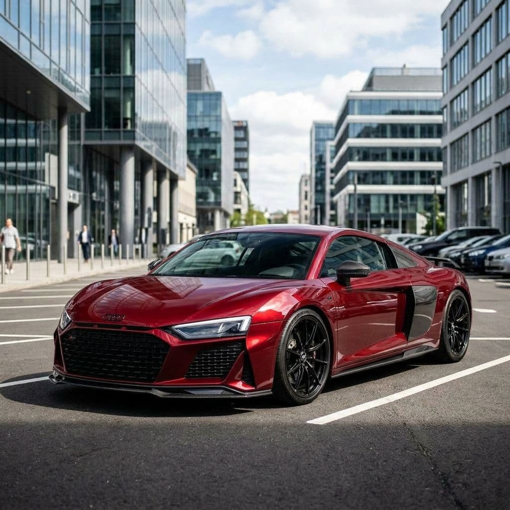 Audi R8 with Candy Red paint job - AI generated preview