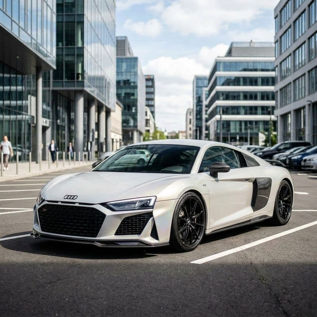 Audi R8 with Pearl White paint job - AI generated preview