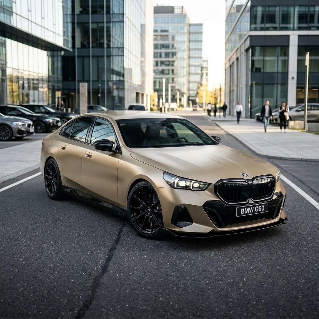 BMW 5 Series with Champagne paint job - AI generated preview